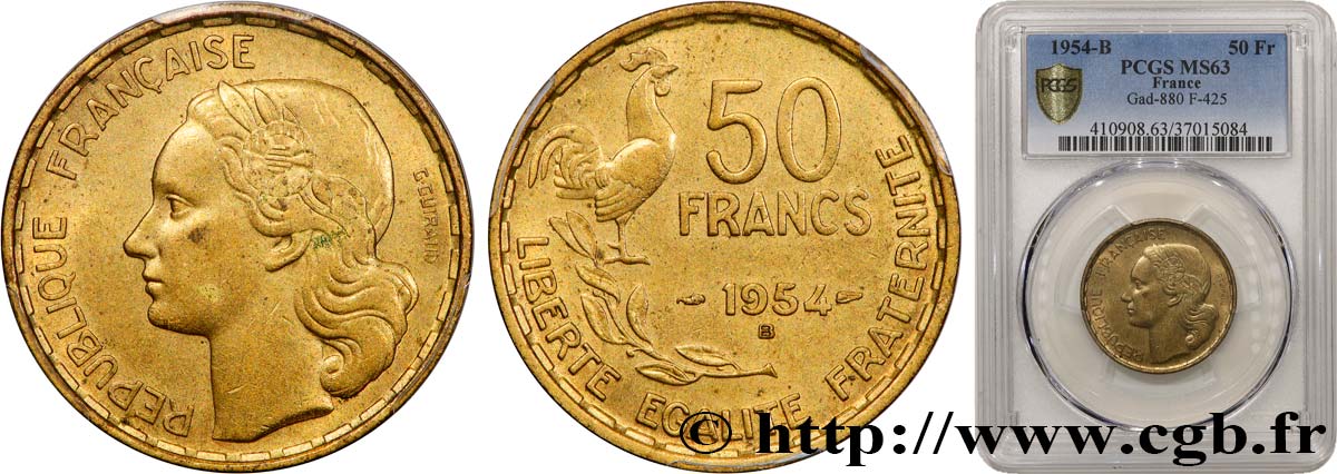 50 francs Guiraud 1954 Beaumont-le-Roger F.425/13 SPL63 PCGS