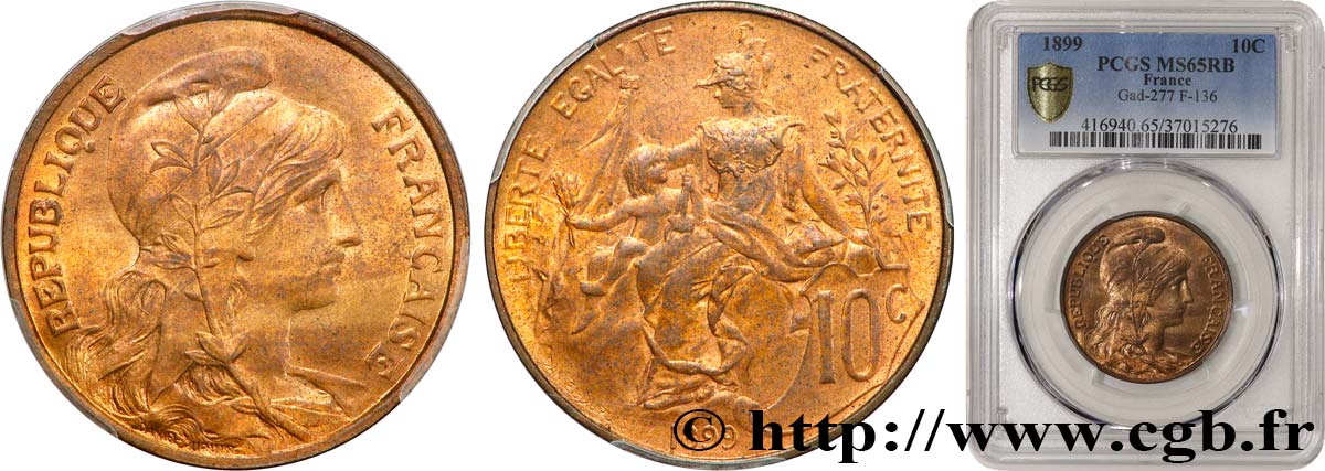 10 centimes Daniel-Dupuis 1899  F.136/7 FDC65 PCGS