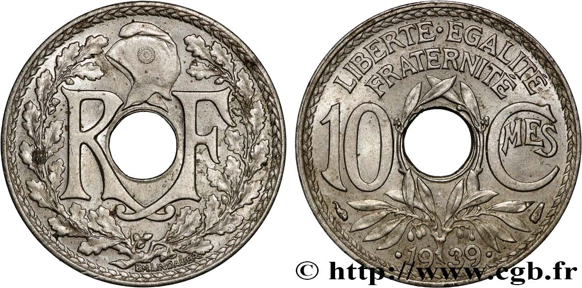 10 centimes Lindauer, maillechort 1939  F.139/3 SUP 