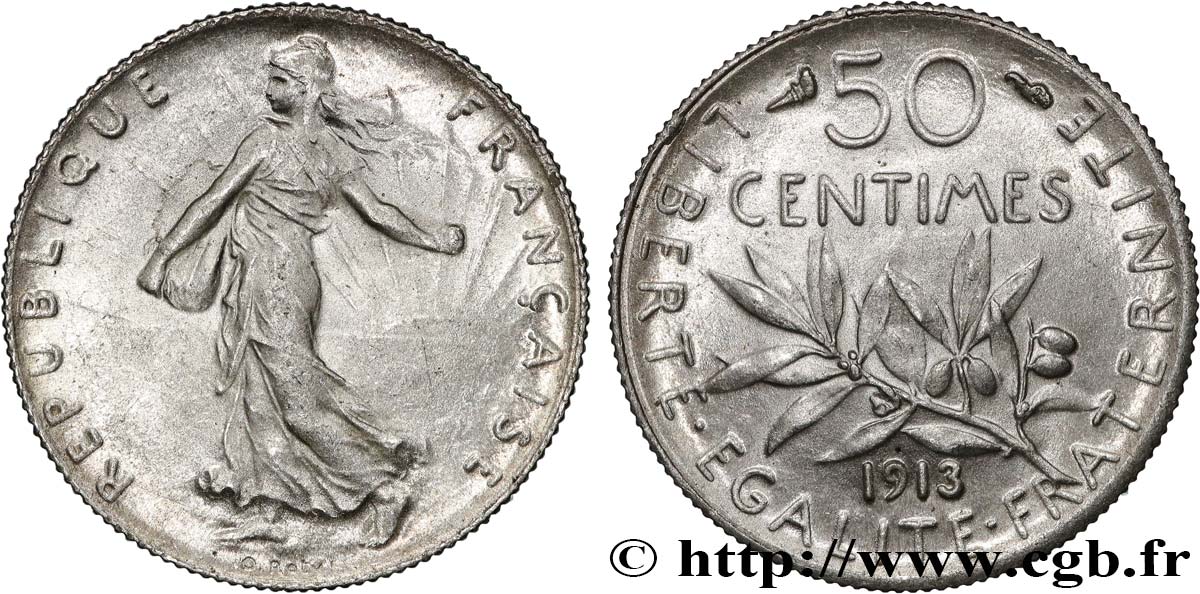 50 centimes Semeuse 1913 Paris F.190/20 AU