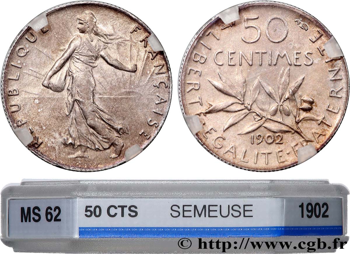 50 centimes Semeuse 1902 Paris F.190/9 MS62 GENI
