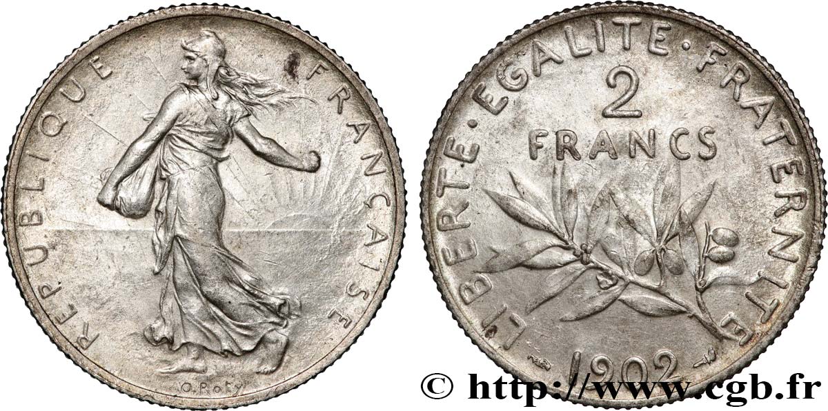 2 francs Semeuse 1902  F.266/7 AU58 