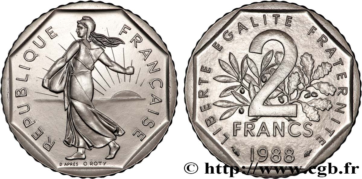 2 francs Semeuse, nickel 1988 Pessac F.272/12 MS