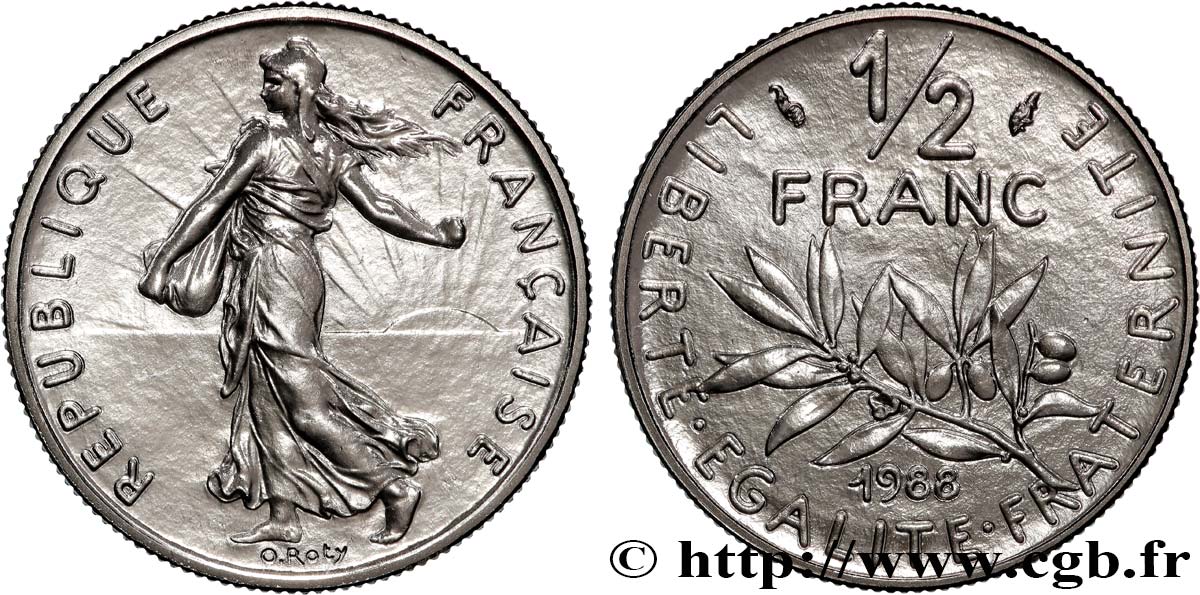 1/2 franc Semeuse 1988 Pessac F.198/27 MS