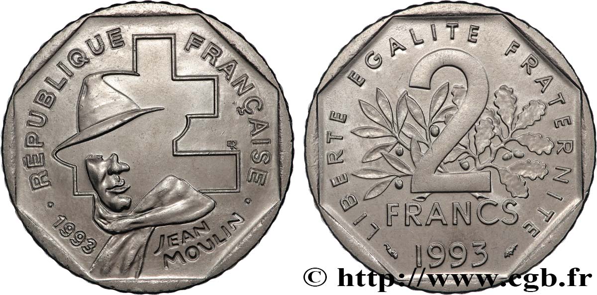 2 francs Jean Moulin 1993 F.273/2 SPL63