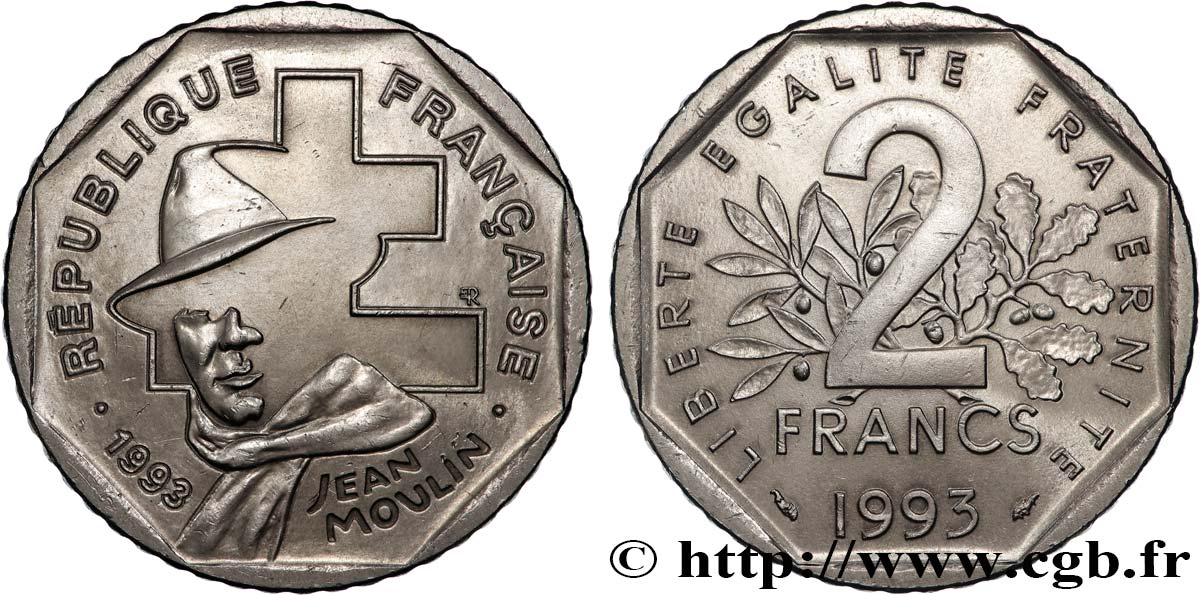 2 francs Jean Moulin 1993 F.273/2 SPL63