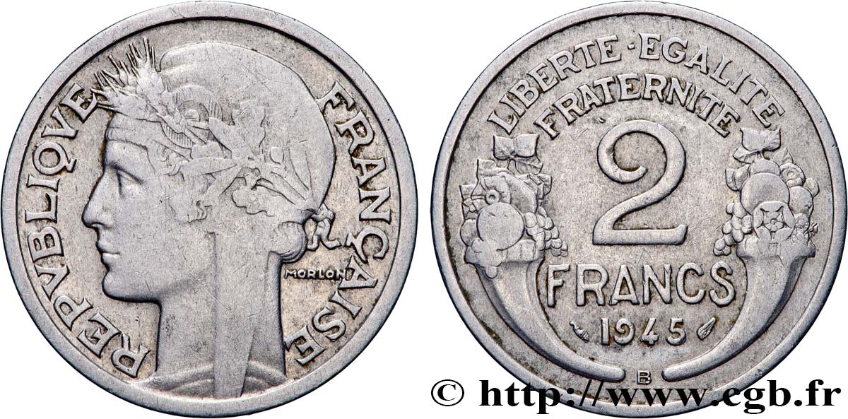 2 francs Morlon, aluminium 1945 Beaumont-Le-Roger F.269/6 TB