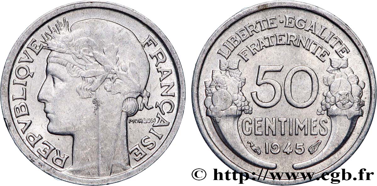 50 centimes Morlon, légère 1945  F.194/5 SPL 