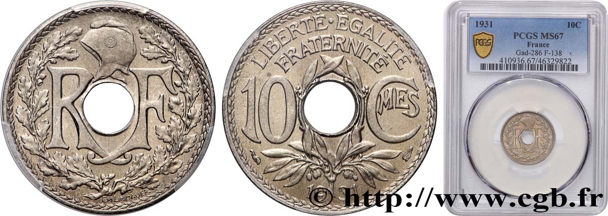 10 centimes Lindauer 1931  F.138/18 ST67 PCGS