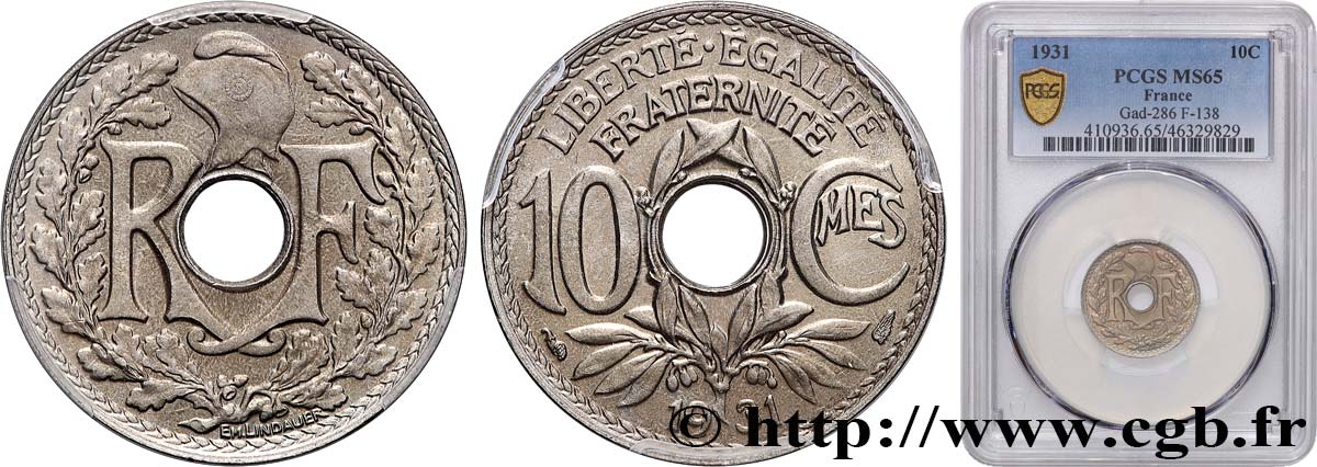 10 centimes Lindauer 1931  F.138/18 FDC65 PCGS