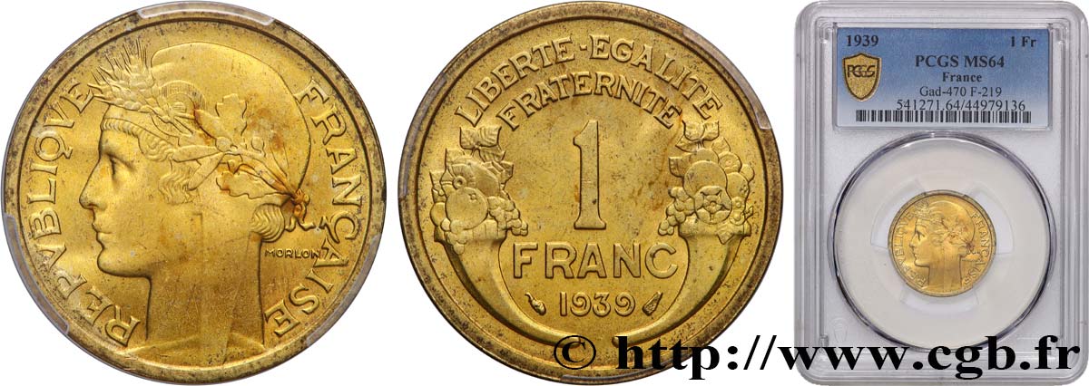 1 franc Morlon 1939 Paris F.219/10 SPL64 PCGS