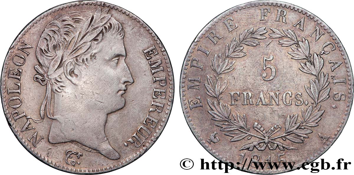 5 francs Napoléon Empereur, Cent-Jours 1815 Paris F.307A/1 fSS 