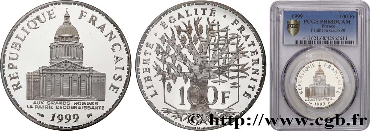 100 francs Panthéon, BE (Belle Épreuve) 1999  F.451/22 FDC68 PCGS
