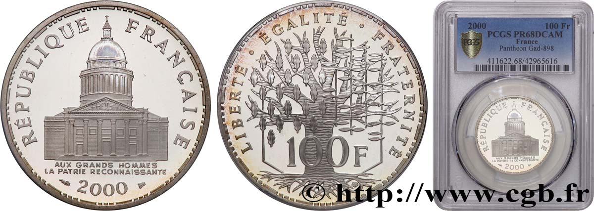 100 francs Panthéon, Belle Épreuve 2000  F.451/23 FDC68 PCGS