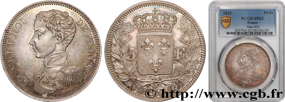 5 Francs 1831  VG.2690  VZ62 PCGS