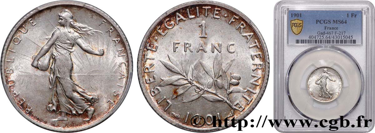 1 franc Semeuse 1901  F.217/6 SPL64 PCGS