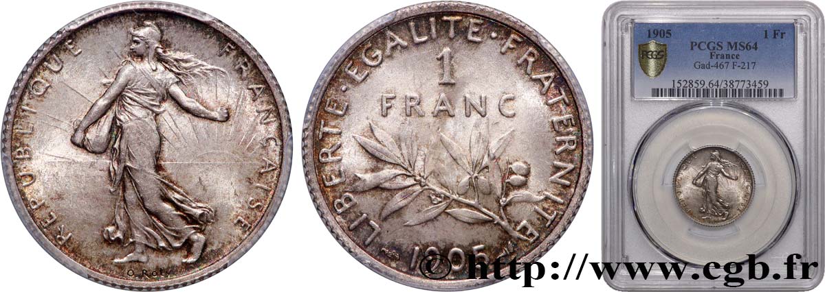1 franc Semeuse 1905 Paris F.217/10 SPL64 PCGS