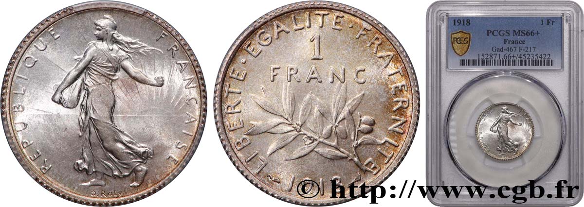 1 franc Semeuse 1918 Paris F.217/24 MS66 PCGS