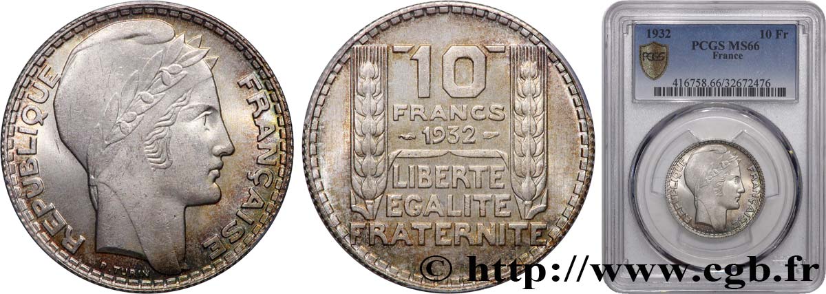 10 francs Turin 1932  F.360/5 ST66 PCGS