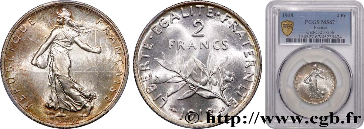 2 francs Semeuse 1918  F.266/20 ST67 PCGS
