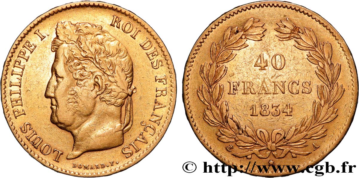 40 francs or Louis-Philippe 1834 Paris F.546/6 BB