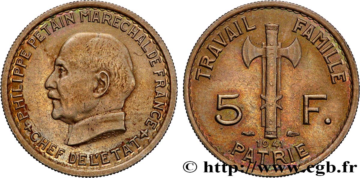 5 francs Pétain  1941  F.338/2 SS 