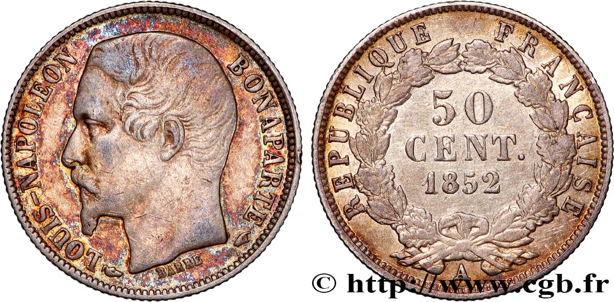 50 centimes Louis-Napoléon 1852 Paris F.185/1 BC 