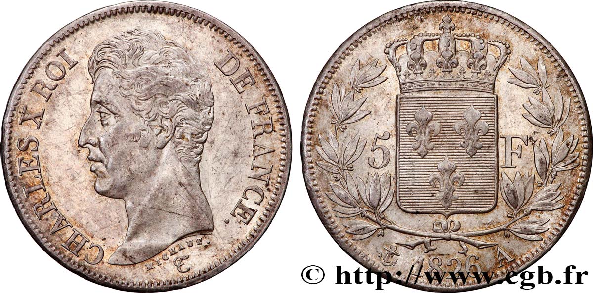 5 francs Charles X, 1er type 1826 Paris F.310/15 MBC+ 