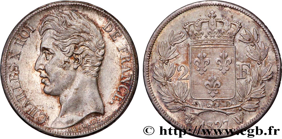 2 francs Charles X 1827 Lille F.258/35 TTB+ 