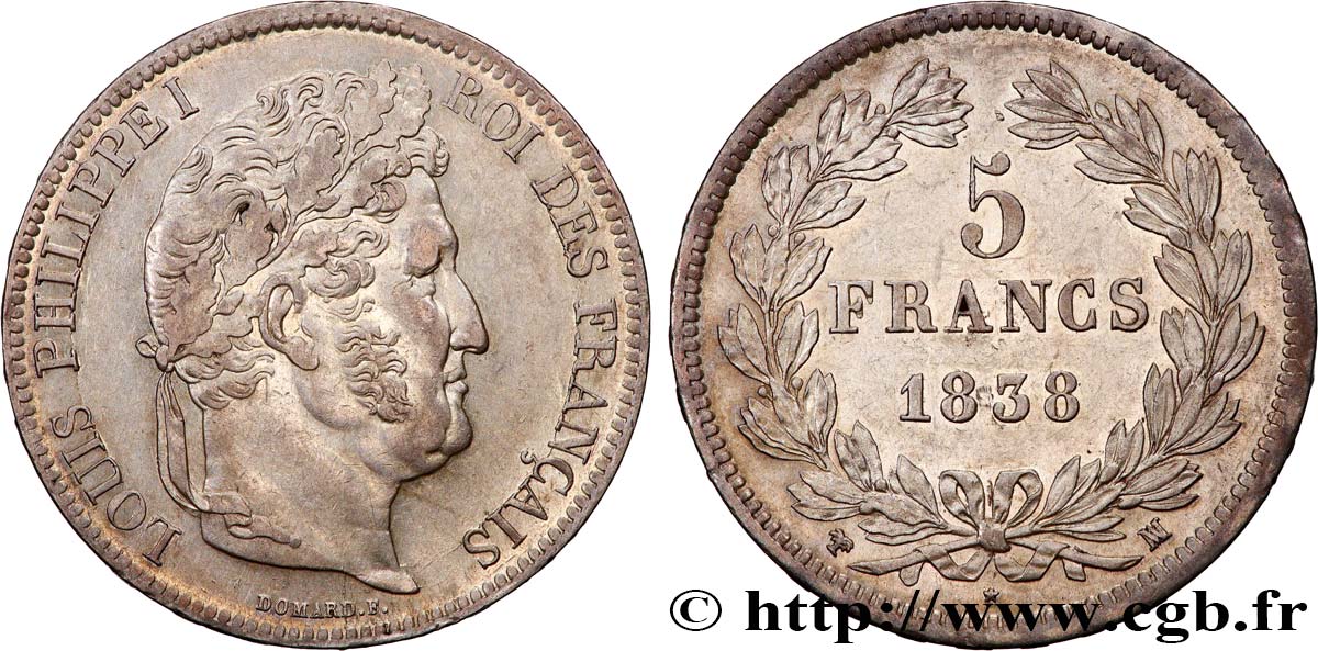 5 francs IIe type Domard 1838 Marseille F.324/73 q.SPL 
