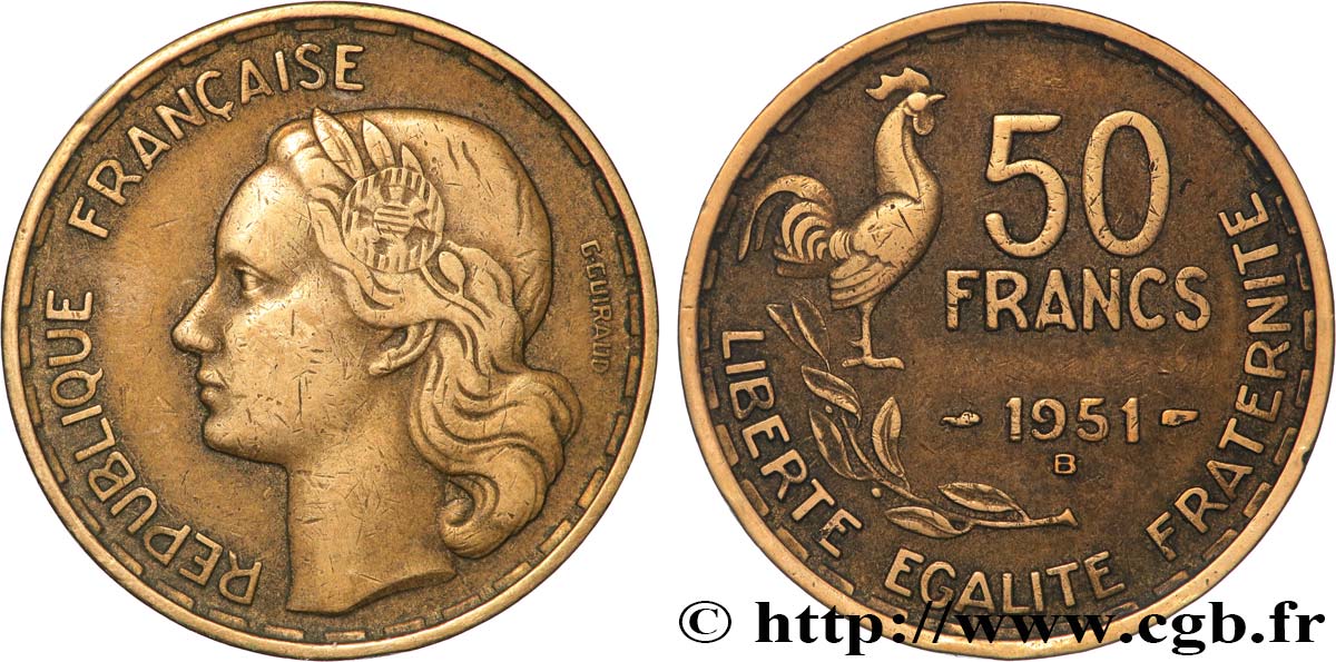 50 francs Guiraud 1951 Beaumont-Le-Roger F.425/6 XF