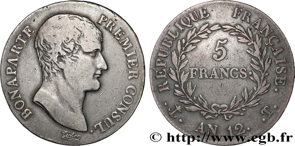 5 francs Bonaparte Premier Consul 1804 Nantes F.301/24 TB 