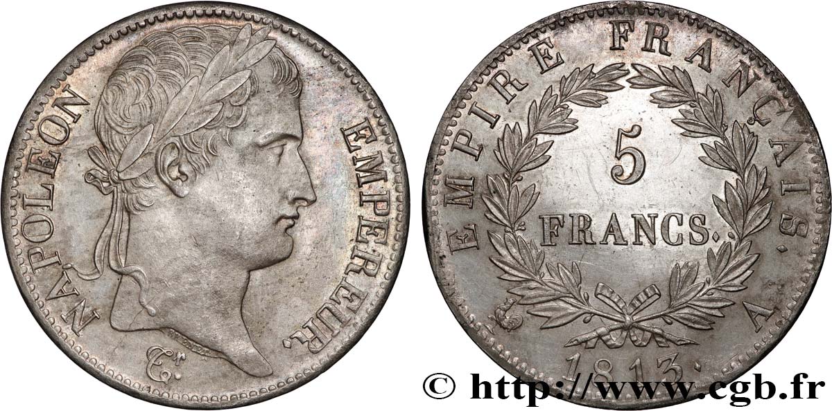 5 francs Napoléon Empereur, Empire français 1813 Paris F.307/58 SUP+ 