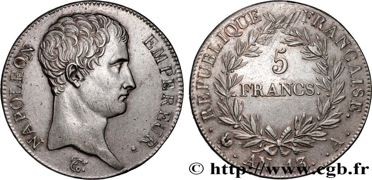 5 francs Napoléon Empereur, Calendrier révolutionnaire 1805 Paris F.303/2 SUP 