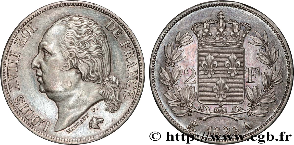 2 francs Louis XVIII 1823 Paris F.257/42 AU 