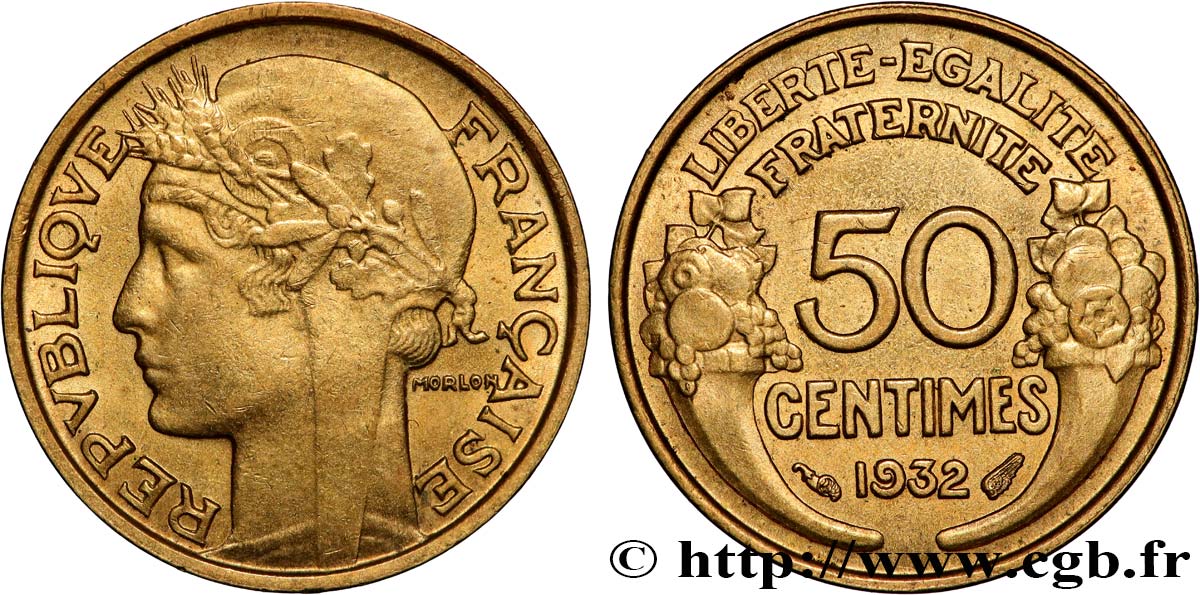 50 centimes Morlon, avec raisin, 9 et 2 ouverts 1932 F.192/7 AU