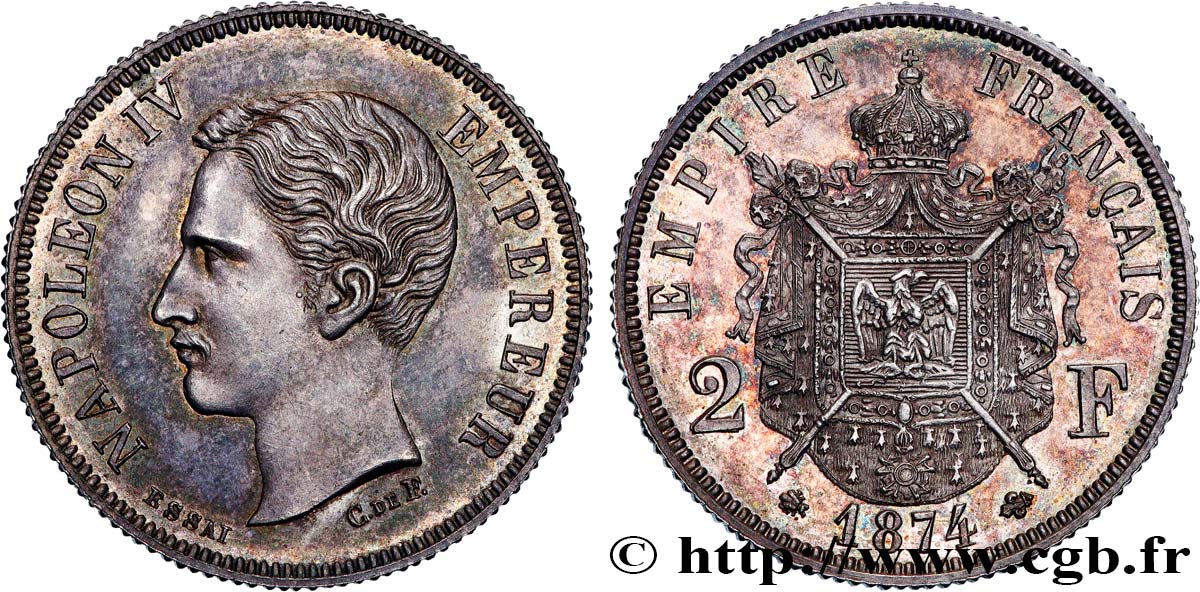 Essai de 2 francs 1874 Bruxelles VG.3761  SPL 