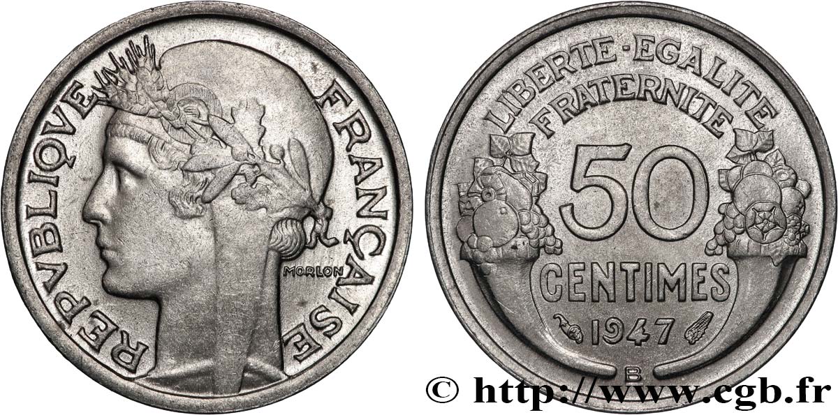 50 centimes Morlon, légère 1947 Beaumont-le-Roger F.194/11 SUP+
