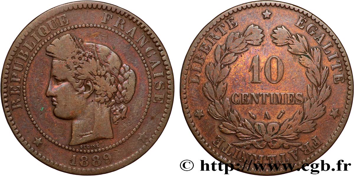 10 centimes Cérès 1889 Paris F.135/34 VF