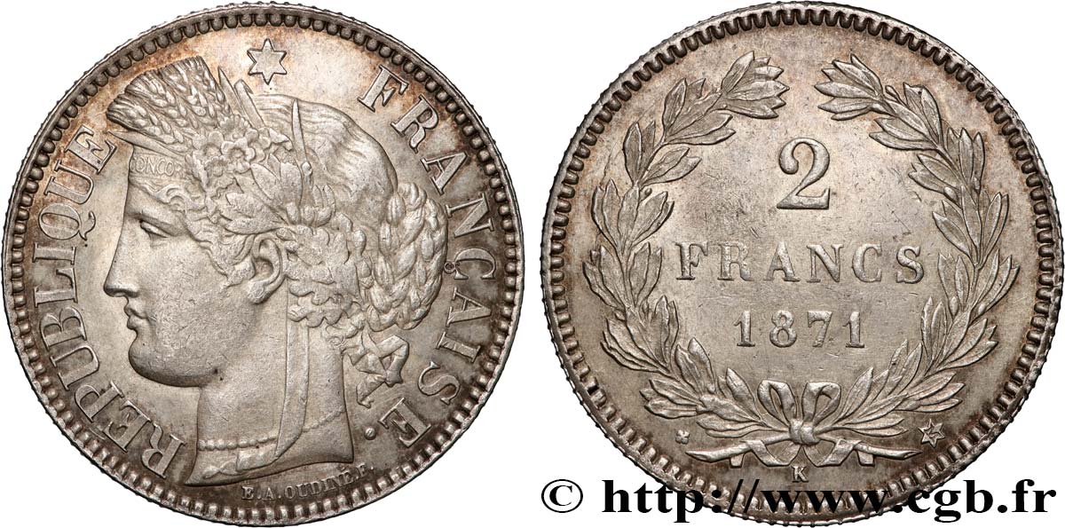 2 francs Cérès, sans légende 1871 Bordeaux F.264/4 TTB