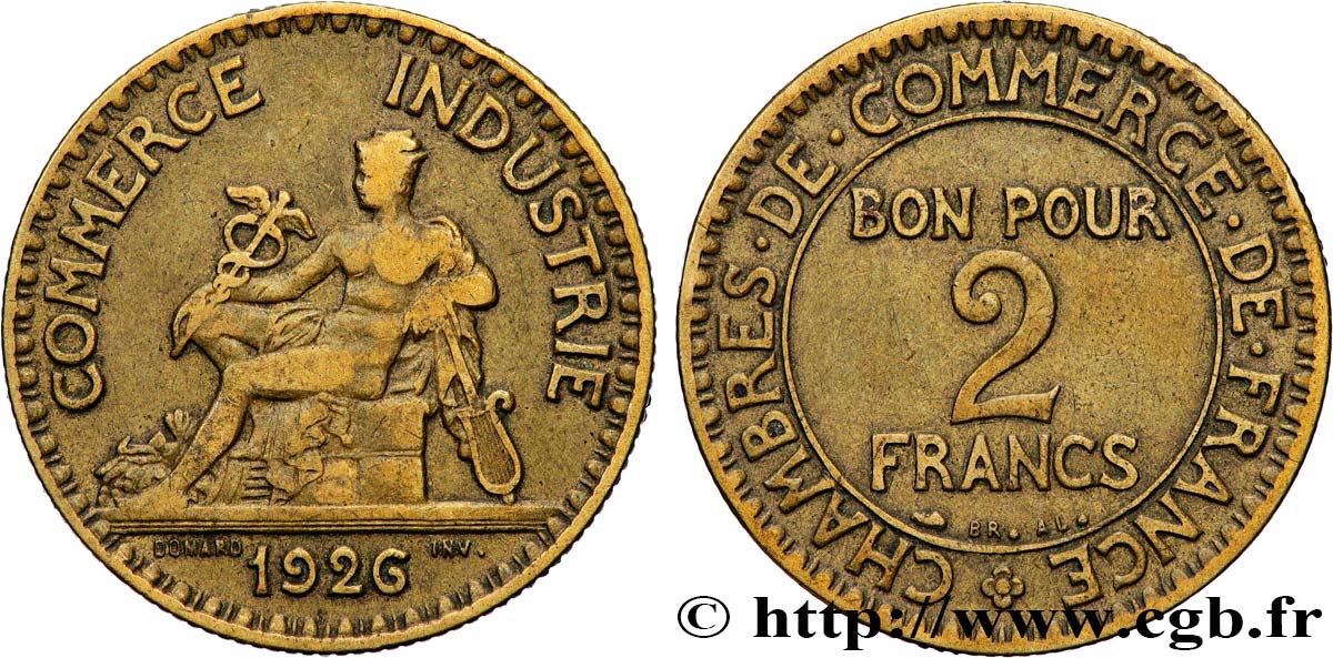2 francs Chambres de Commerce 1926 F.267/8 VG
