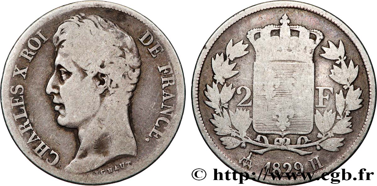 2 francs Charles X 1829 La Rochelle F.258/53 VG 