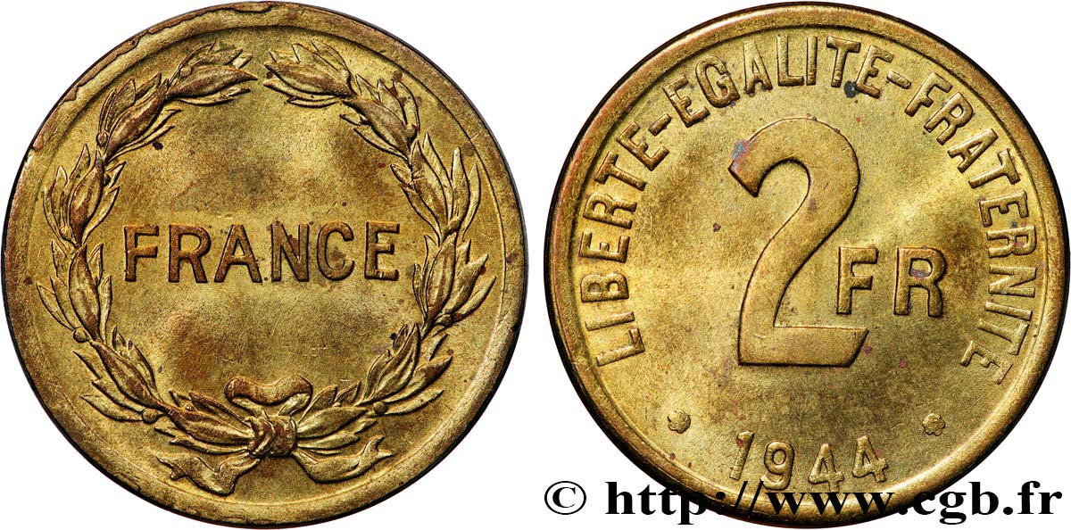 2 francs France 1944  F.271/1 VZ+ 