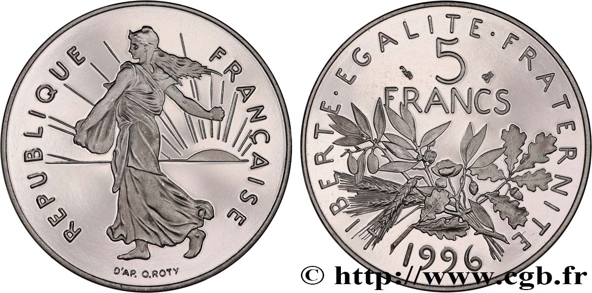 5 francs Semeuse, nickel, BE (Belle Épreuve) 1996 Pessac F.341/32 var. MS