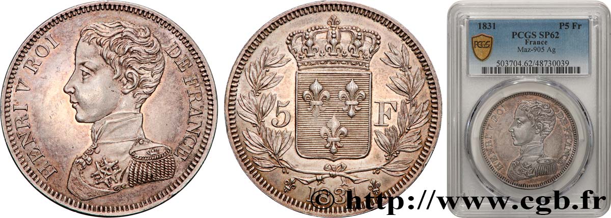 5 Francs 1831  VG.2690  SPL62 PCGS