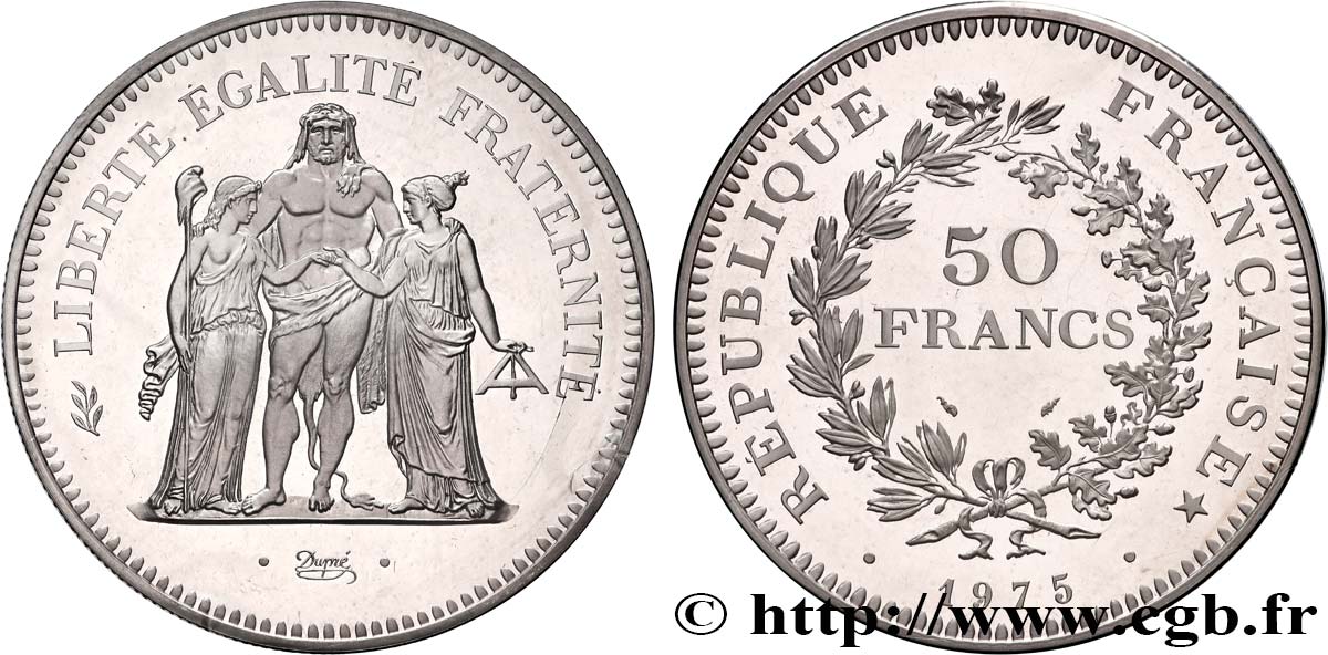 Piéfort argent de 50 francs Hercule 1975  GEM.223 P1 FDC 