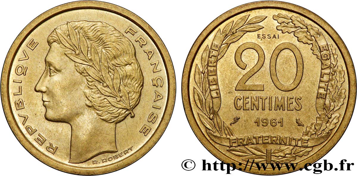 Essai du concours de 20 centimes par Robert 1961 Paris GEM.55 12 MS 
