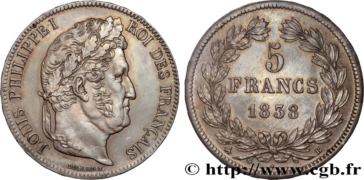 5 francs IIe type Domard 1838 Rouen F.324/69 VZ+ 