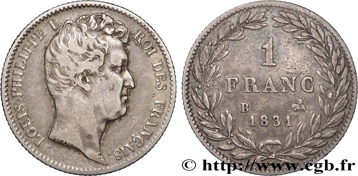 1 franc Louis-Philippe, tête nue 1831 Rouen F.209/2 VF 