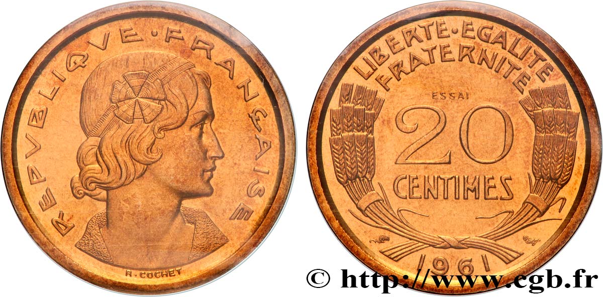 Essai du concours de 20 centimes par Cochet 1961 Paris GEM.55 4 SPL+ 